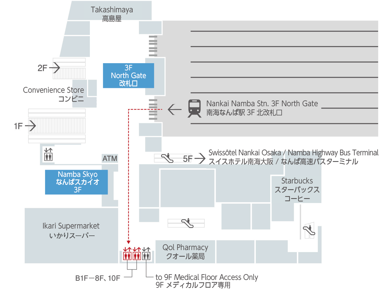 Access from Nankai Namba Station Central Gate